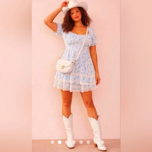 ARULA Light Blue Floral Mini Dress - Picture 11 of 11